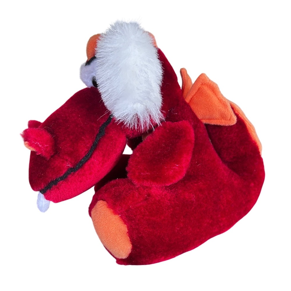 Vtg BJ Toy Co Angry Red Dragon Plush Stuffed Animal Orange Wings Pen Argyle Pa